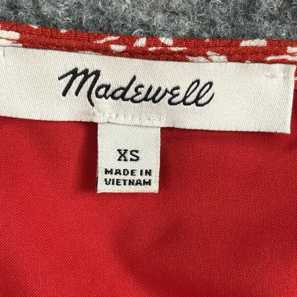 Madewell Kinston Side-Button Wrap Top Womens XS Kilt Red Park Picnic Floral Boho - Picture 3 of 14